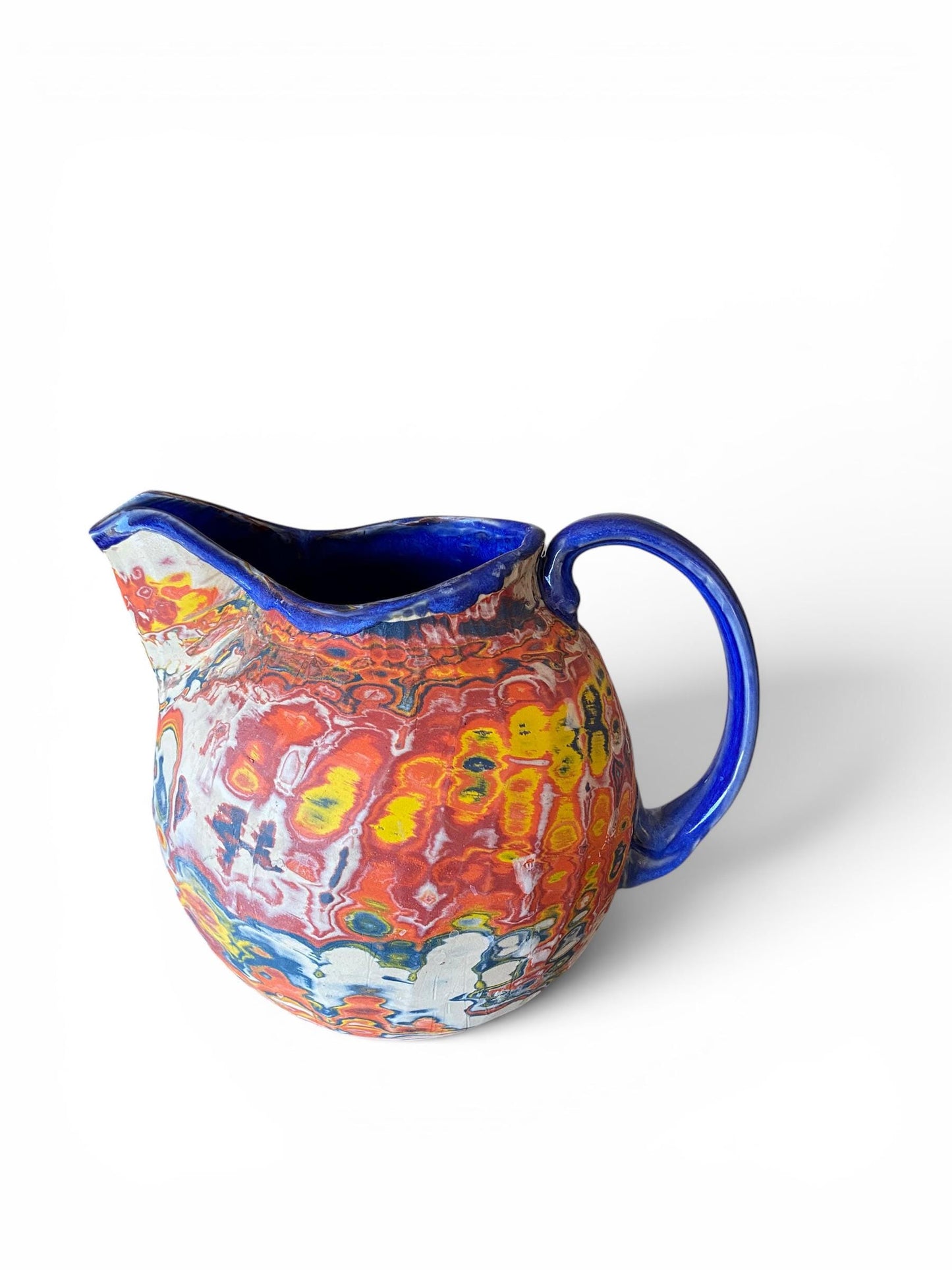 Large Neriage Carved Pitcher - Nerikomi Margarita Pitcher