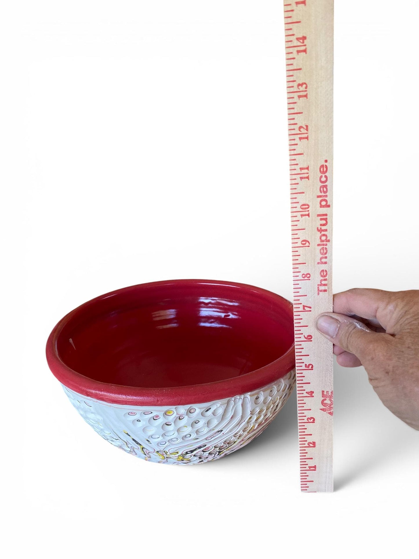 Neriage Reds,  Medium Serving Bowl Artisan Crafted Pottery Stylish Entertaining