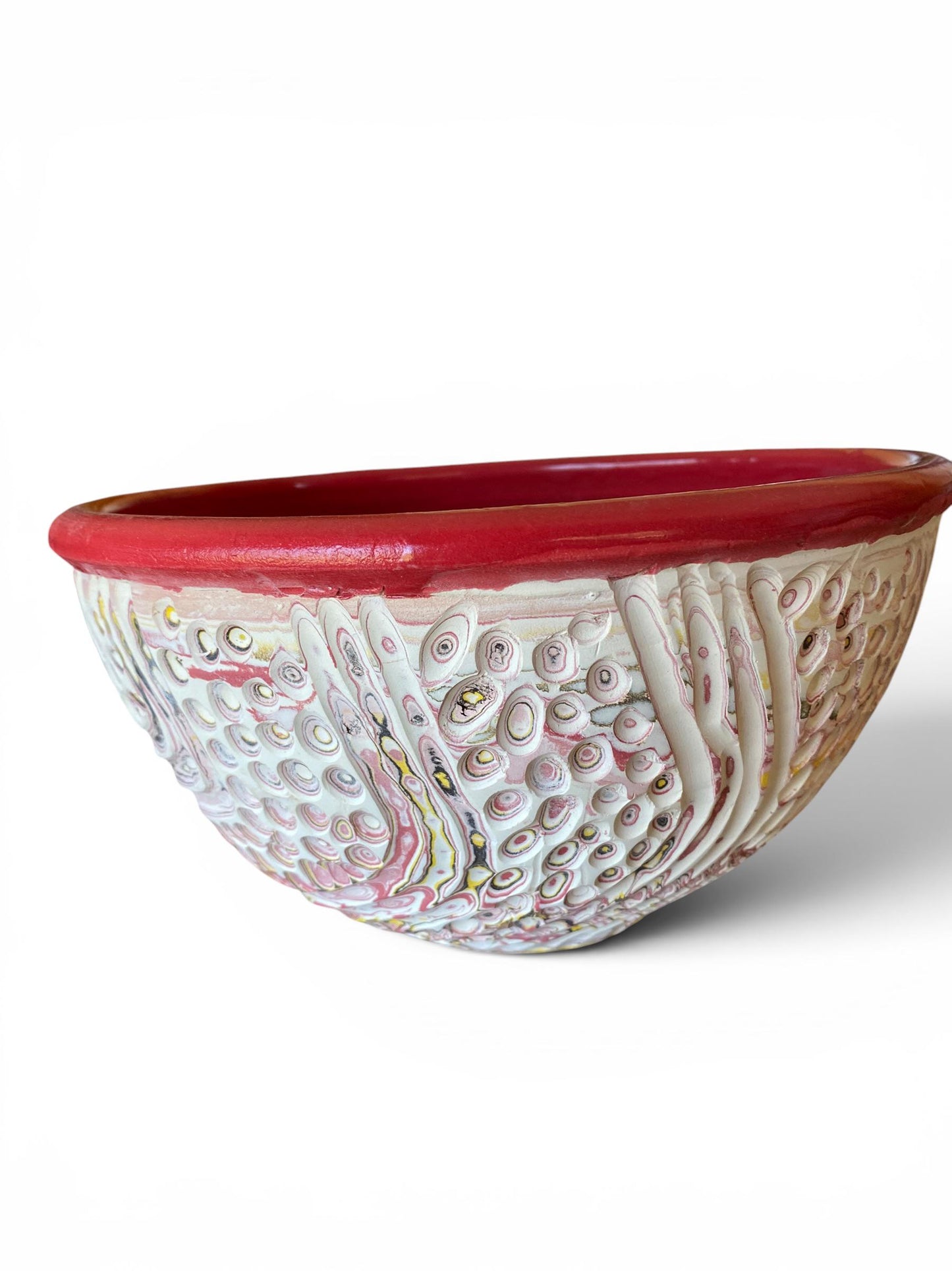 Neriage Reds,  Medium Serving Bowl Artisan Crafted Pottery Stylish Entertaining