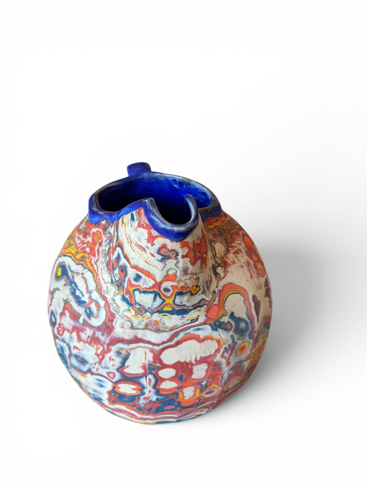 Large Neriage Carved Pitcher - Nerikomi Margarita Pitcher