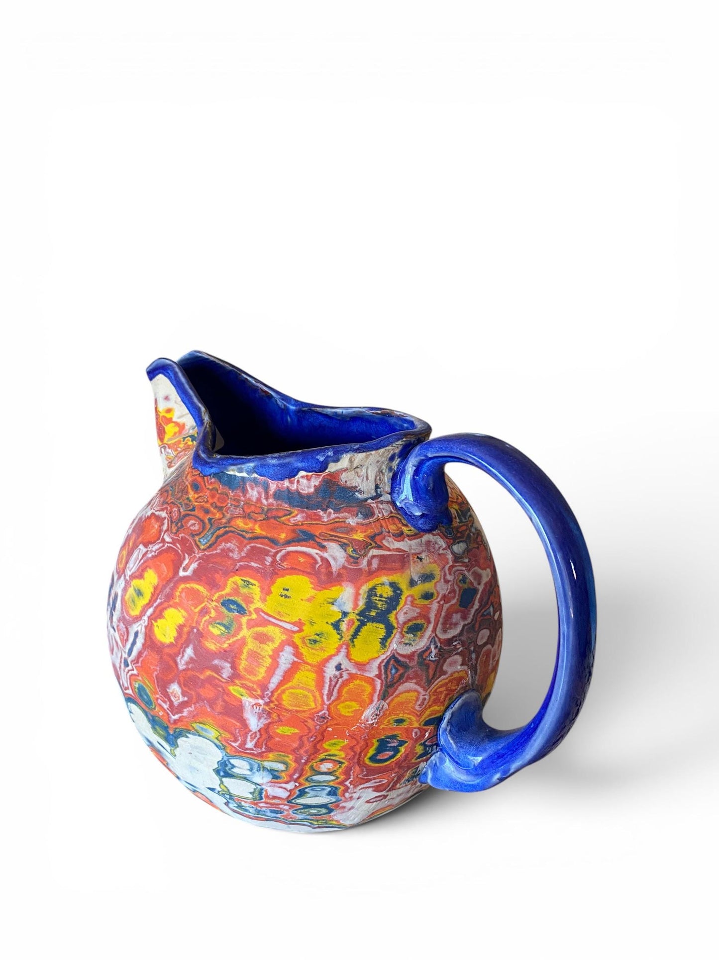 Large Neriage Carved Pitcher - Nerikomi Margarita Pitcher