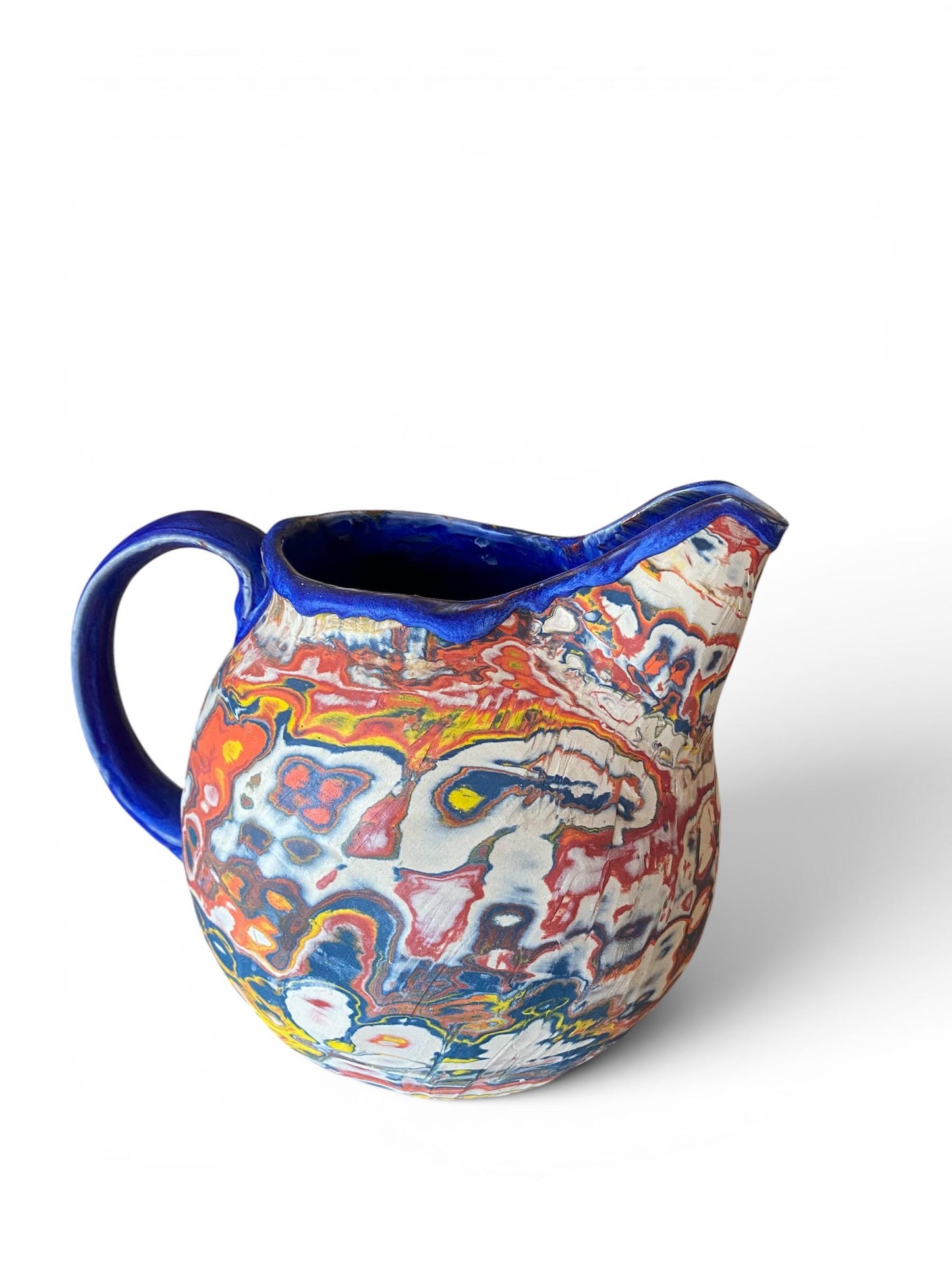 Large Neriage Carved Pitcher - Nerikomi Margarita Pitcher