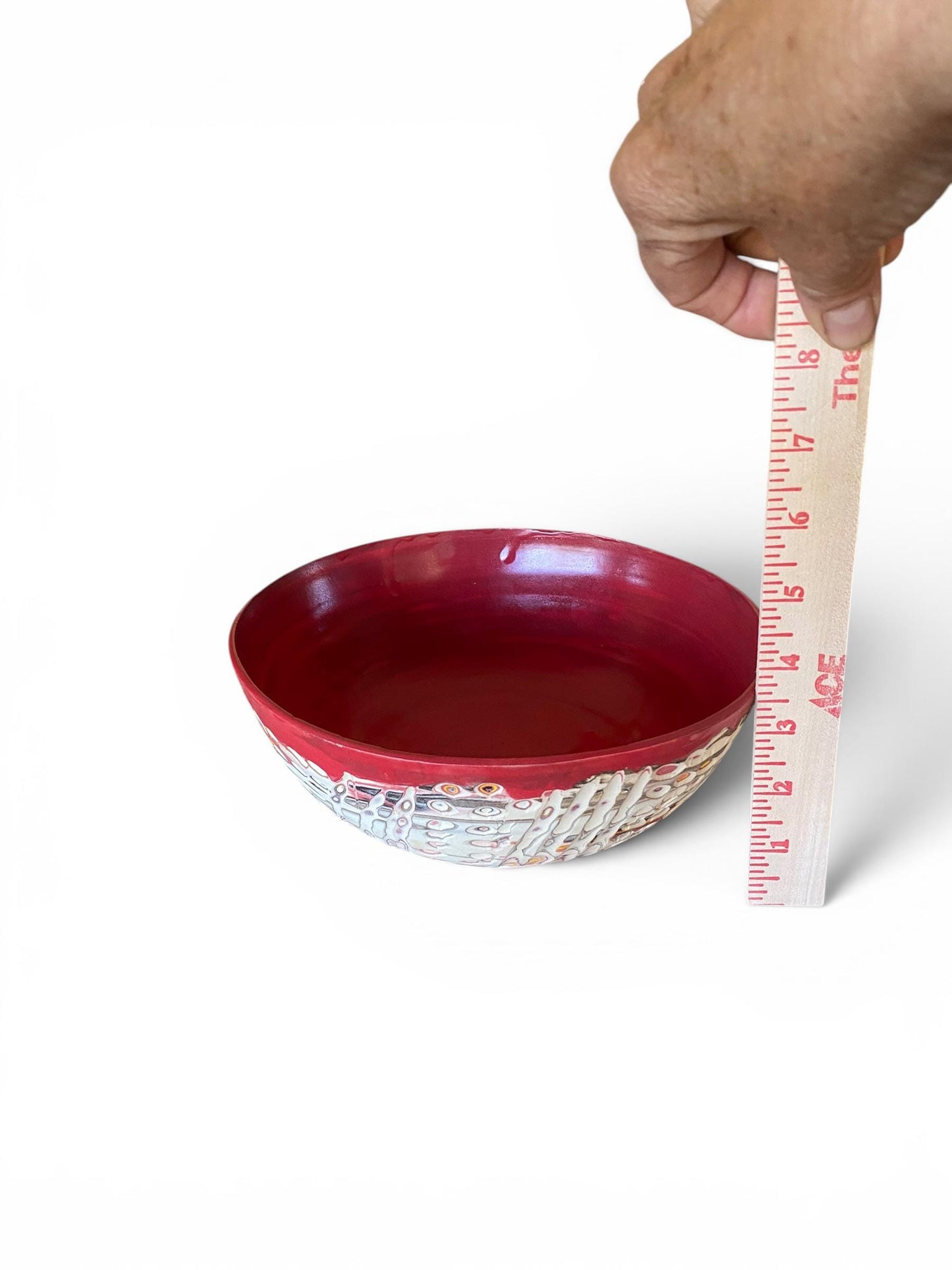 Reds and Yellows - NeriageMedium Serving Bowl Artisan Crafted Pottery Stylish Entertaining